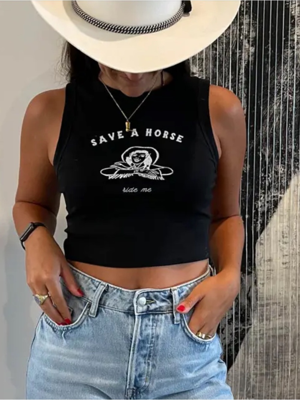 Save A Horse Black Crop Tank
